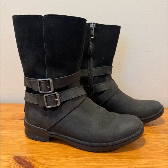 UGG Shoes - UGG Black Moto Boots with Buckles